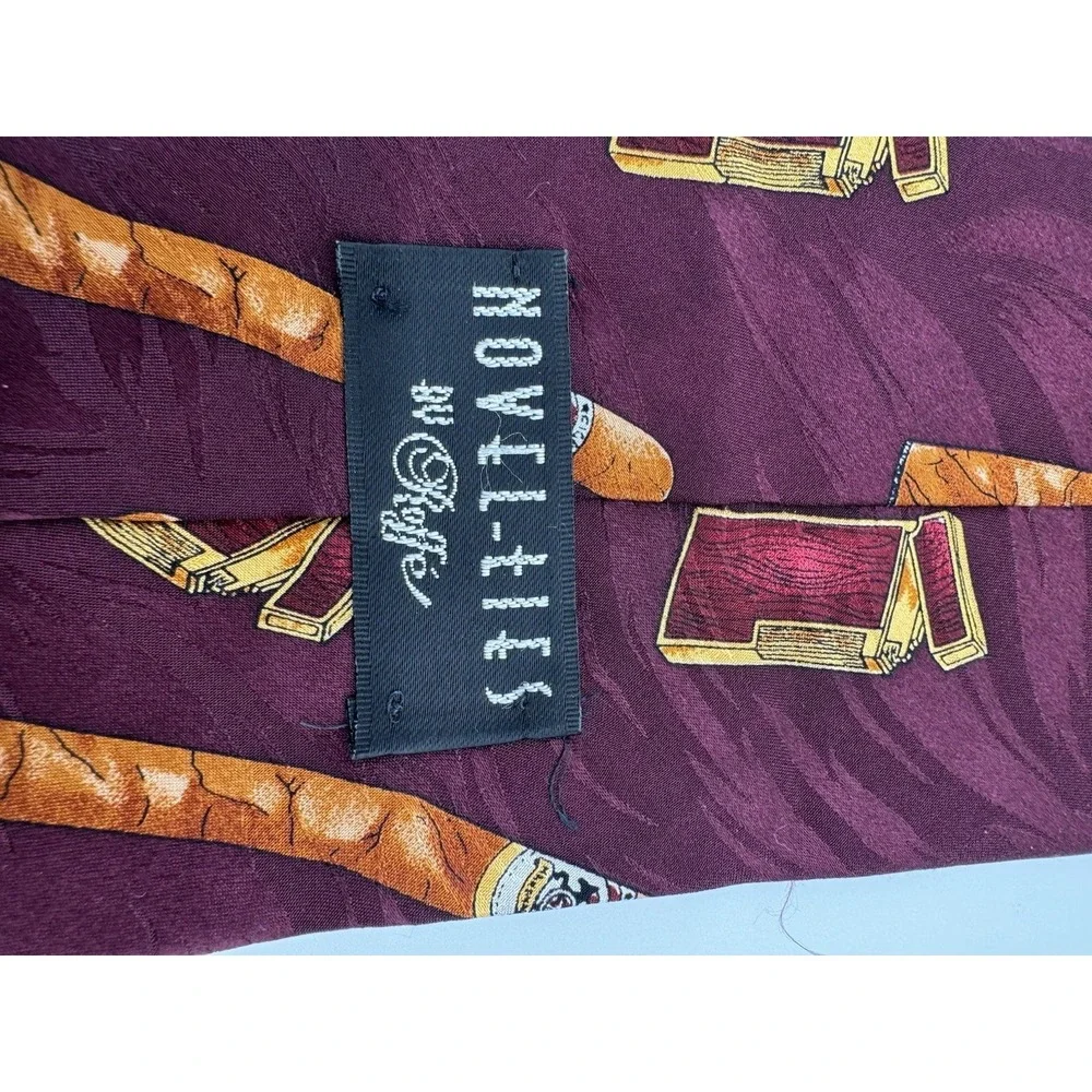 Stafford Silk Tie Burgundy Cigars & Lighter Novelty Necktie‎ Mens Classic